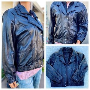 🎉 VNTG Wilsons Premium Top Grain Leather Bomber Motorcycle 🏍 Biker Moto Jacket